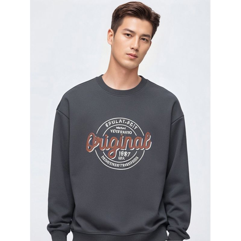 American Retro Trendy Brand Printed Round-Neck Sweatshirt for Men 2024 New Spring and Autumn Style Top Foreign Trade Men's Casual Jacket