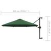 VidaXL Wall-Mounted Parasol with Metal Pole 300 Cm Green Balcony Garden Terrace 44864