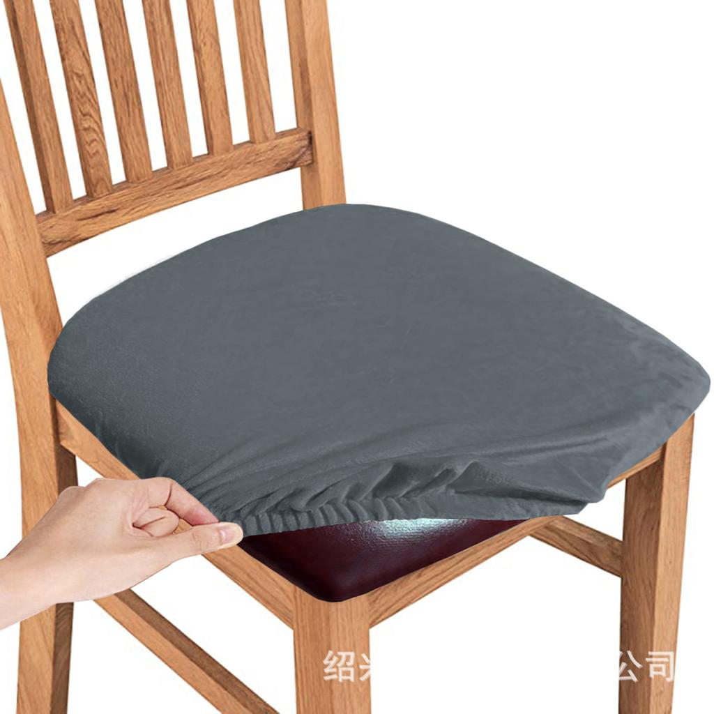 Silver Fox Velvet Buckle Chair Pad, Stretchable Velvet Seat Cover with Snap Closure