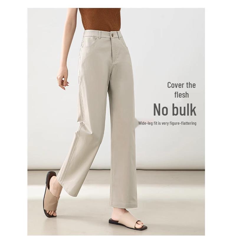 Autumn 2025 Women's High-Waisted Cotton Slimming Straight-Leg Trousers - Chic and Casual Style.