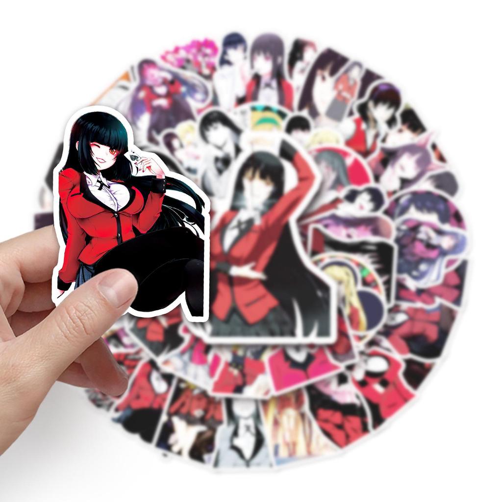 50 Japanese Anime Kakegurui Stickers for Notebook, Water Bottle, Suitcase, Car - Waterproof Cartoon Decor