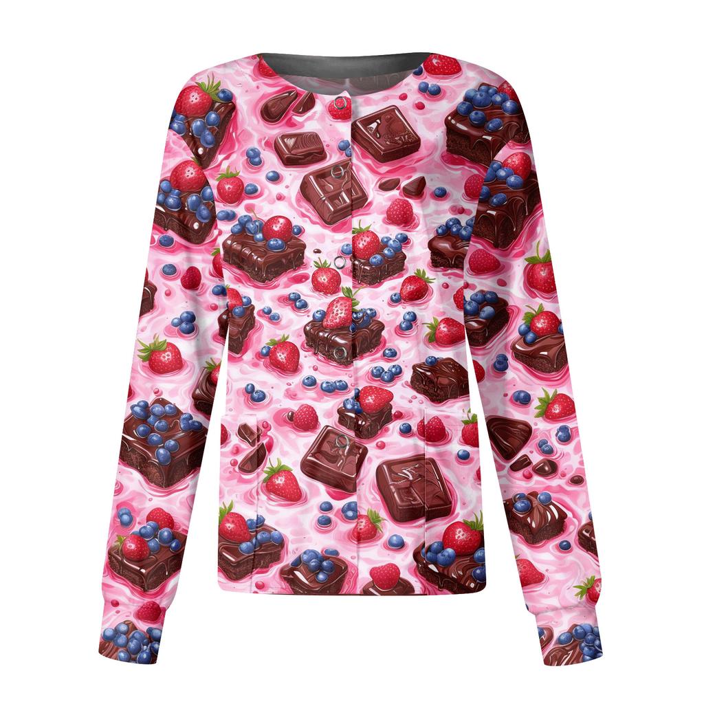 Jachetă Top Casual de Modă pentru Femei, cu Mâneci Lungi, Guler Înalt, cu Nasturi pe o Parte, Imprimeu Floral, pentru Îngrijitor