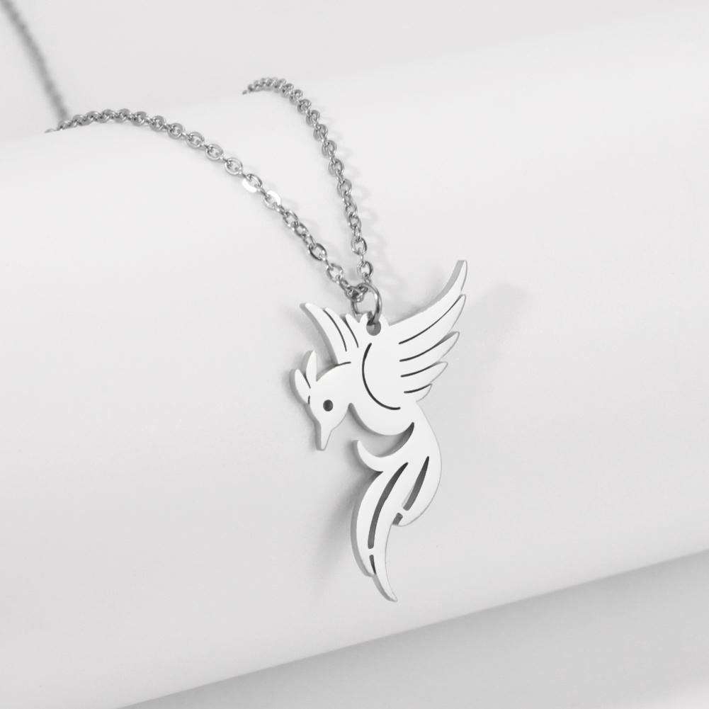 Dawapara Phoenix Guardian Animal Necklace Mythology Bird Pendant Protection Strength Symbol Stainless Steel Women Necklace
