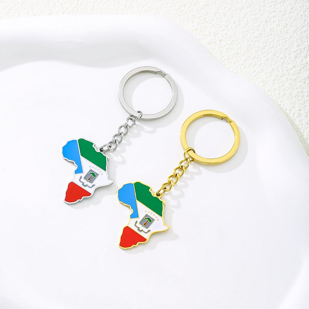Unisex Retro Epoxy African Equatorial Guinea Pendant Keychain