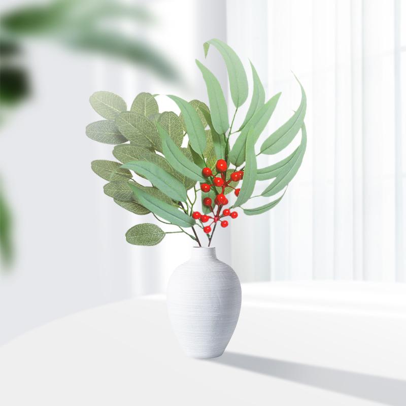 Artificial Willow Leaf Simulated Eucalyptus Leaf Green Plant for Home Flower Arrangement Decoration Xmas Party Supplies DIY