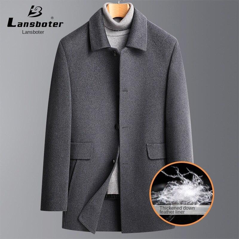 

Lansboter снимает пуховую подкладку осенью и зимой. Двустороннее мужское пальто, утолщенное двустороннее шерстяное пальто средней длины, ветровка