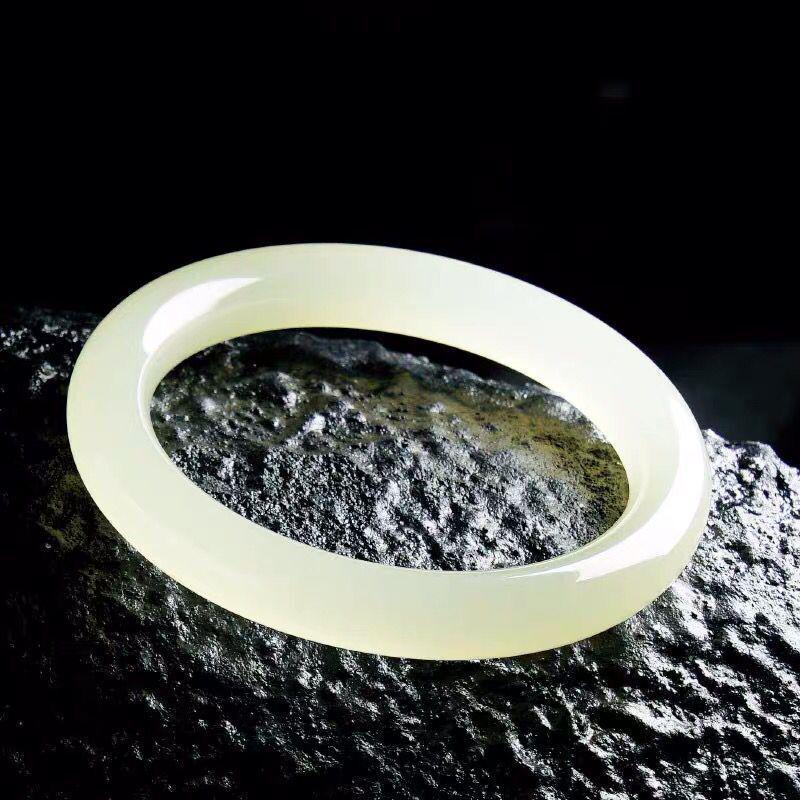 Afghan Jade Women's Retro Clear Round Bangle Bracelet