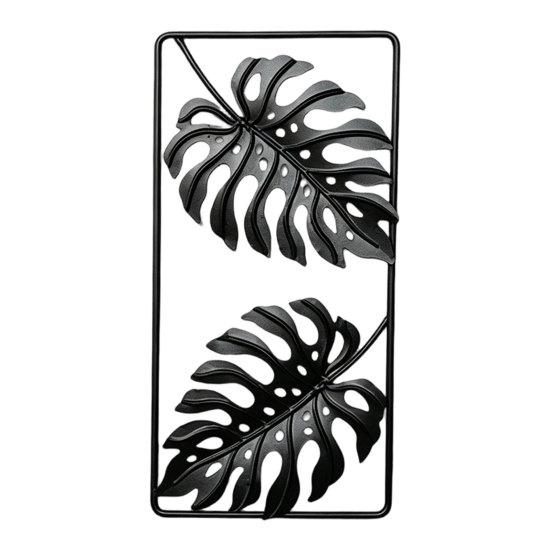 Bedroom Metal Wall Hanging Gold Monstera & Palm Leaf Art, 3D Hollow Lightweight Botanical Iron Luxury Decor for Living Room Sofa Background,