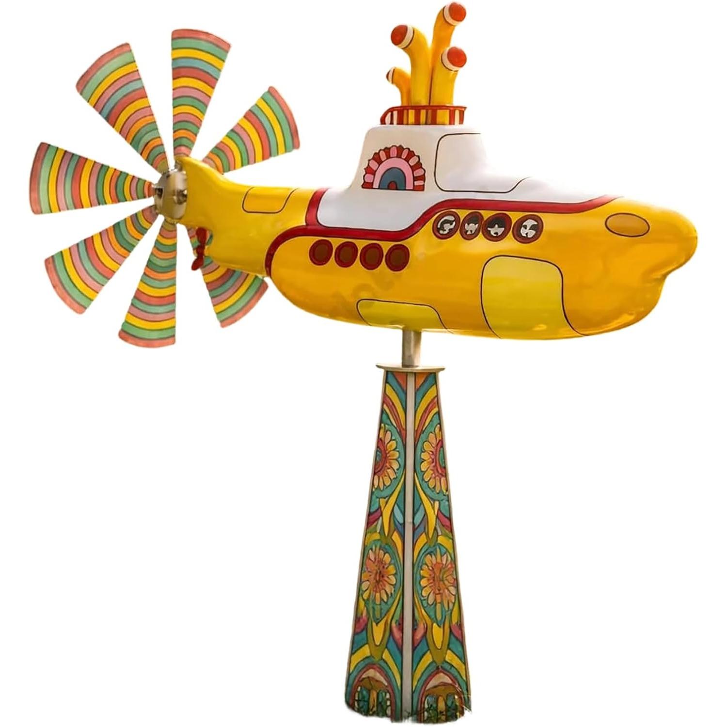 

Yellow Submarine Wind Spinner, Submarine Wind Spinner Outdoor Garden Decor, Rotating Submarines Yard Spinners with Spin Blades, Motion Art жёлтый