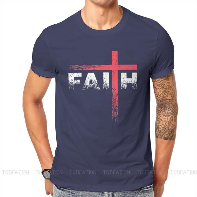 Christian Faith Cross Essential Tričko Vintage Graphic Pánské oblečení Topy Bavlněné tričko s výstřihem