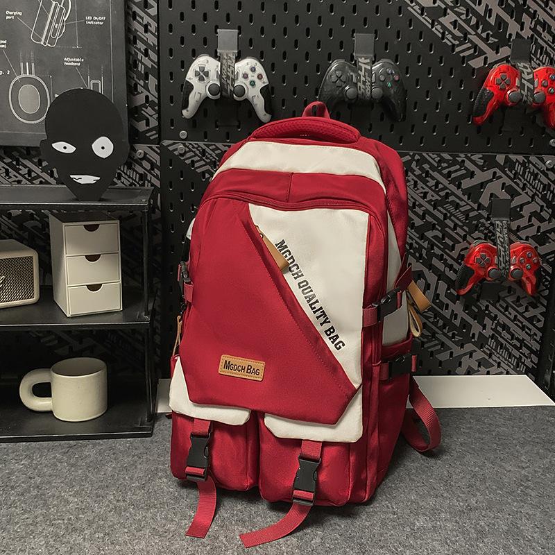 New high-value trendy and cool contrasting backpack, couple light travel, large-capacity backpack