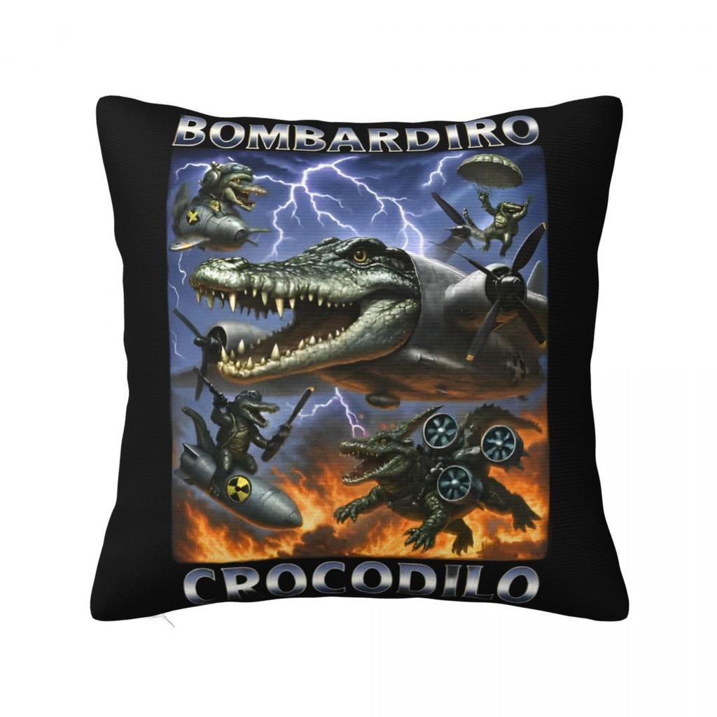 Meme Brainrot Bombardino Crocodilo Poszewka na poduszkę Pokrowiec na poduszkę Kreatywny Zamek Błyskawiczny Poszewka na poduszkę do rzucania Pokrowiec na siedzisko 45x45cm