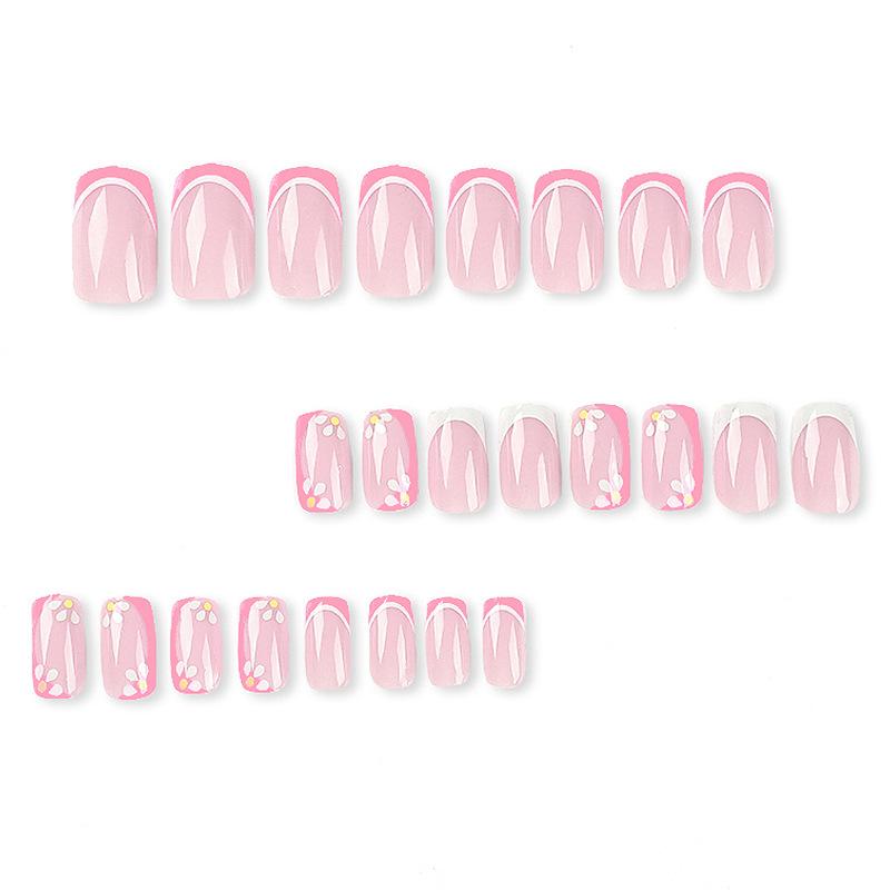Wearable nail sticker white powder contrasting color French flower wearable nail sticker manicure piece manicure nails