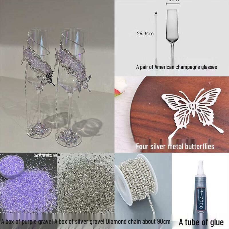 DIY Tassel Butterfly Wedding Champagne Glass Craft Kit