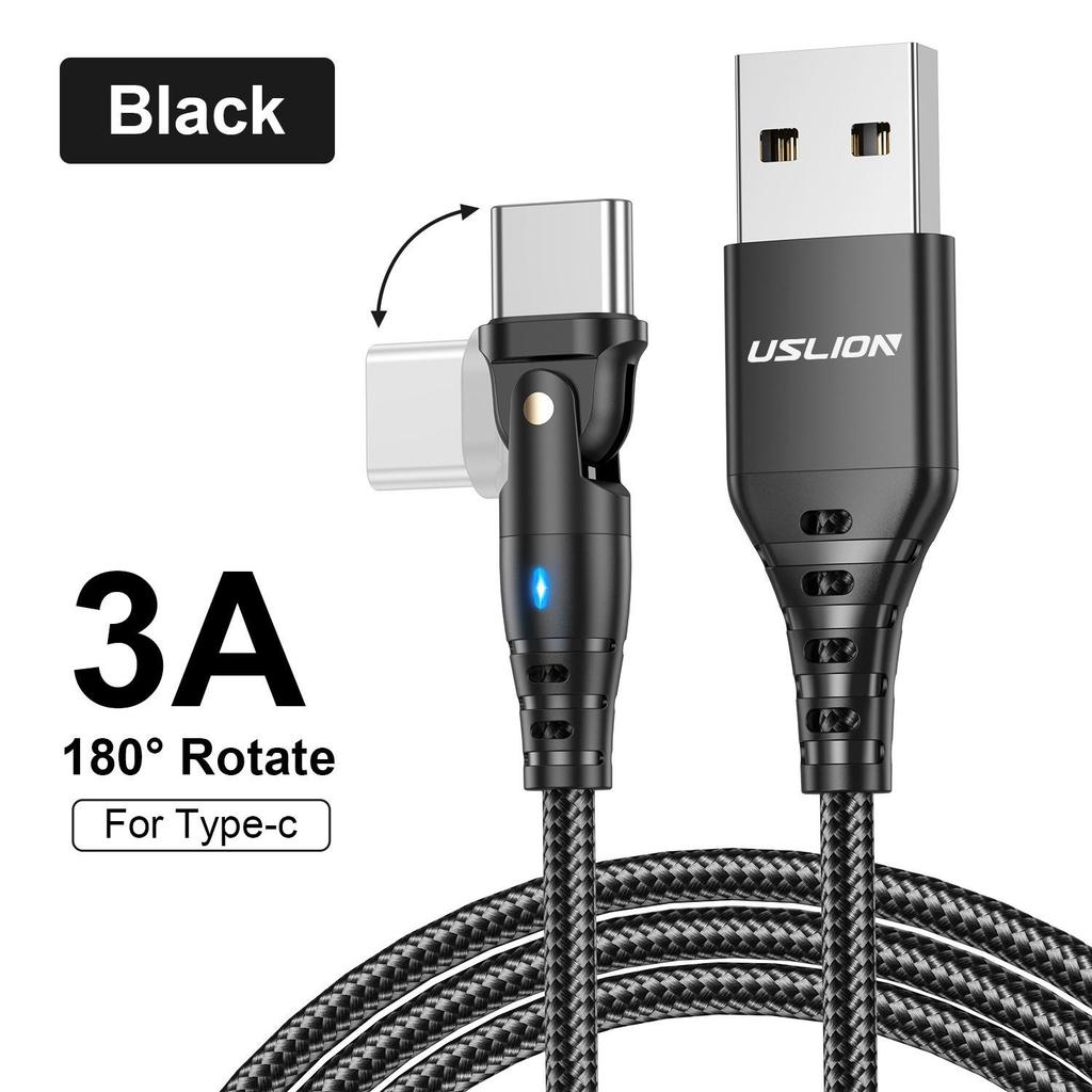 180° Schnelllade-USB-C-Winkelkabel, 3A, 2M - Universelles Flash-Laden für Android
