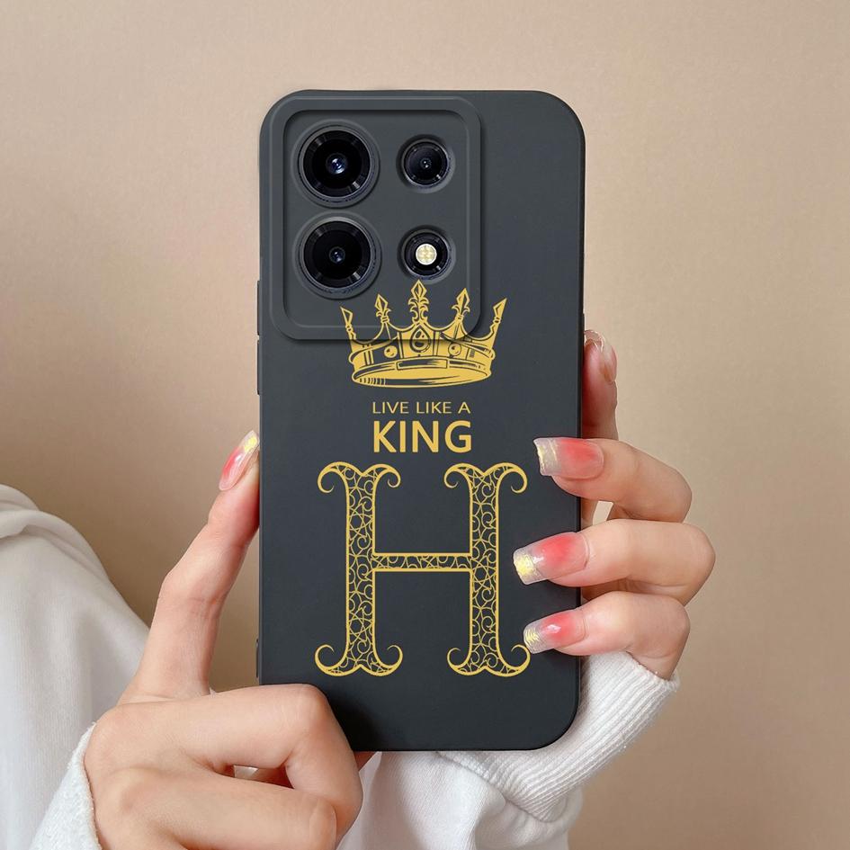 Case For Itel A05s A04 Infinix Note 30 VIP Hot 30 Play Zero Ultra Phone Cover Crown Letters Screen Protector Matte Soft Silicone Shockproof Bumper