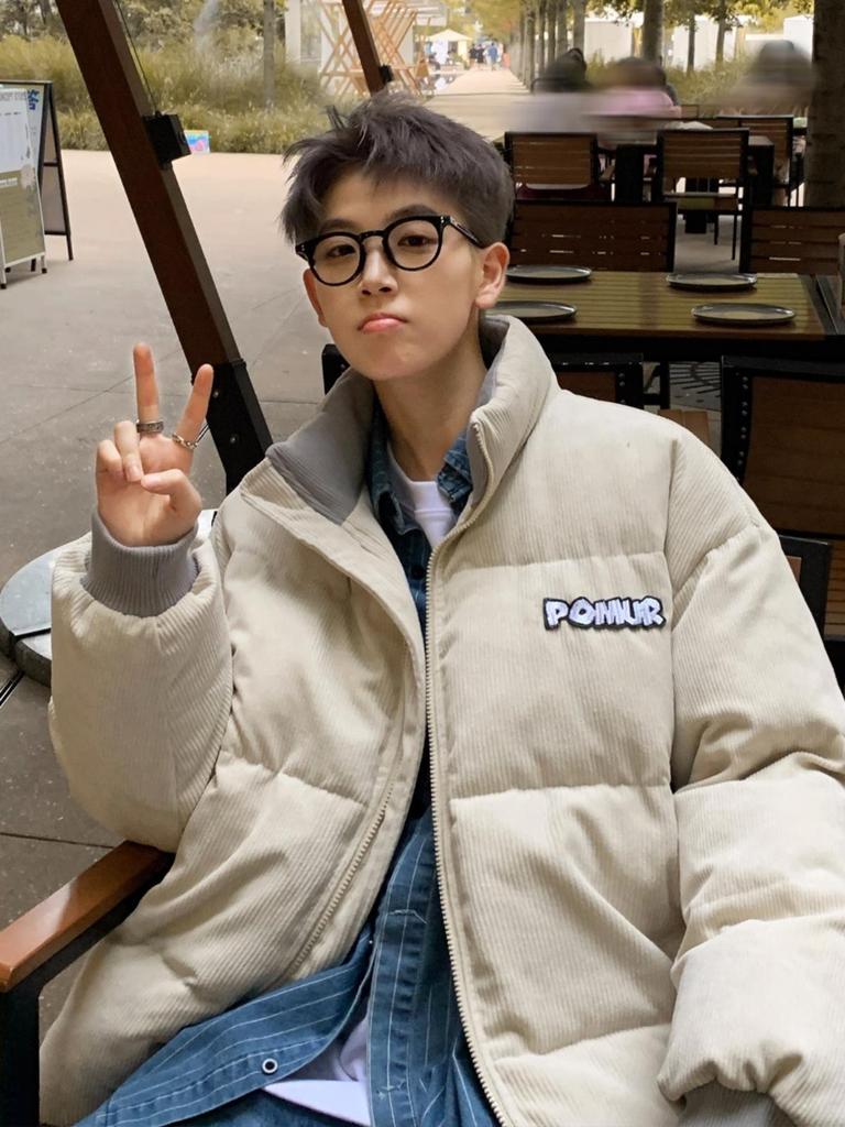 Men's Coffee Brown Corduroy Cotton Jacket - Retro Loose Fit, Stand Collar Winter Outerwear