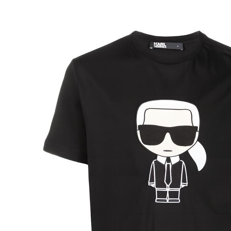 Karl Lagerfeld Cartoon Print Round Neck Short Sleeve T-Shirt Men Tops Black 755070521250990