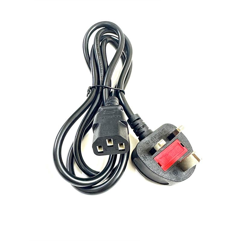 UK Power Cord with C5 Connector for Computers, Printers, and Scales - Large UK Plug with Fuse