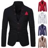 Men Long Sleeve Stand Collar Tuxedo Suit Blazer 3 Button Pocket Slim Jacket Coat