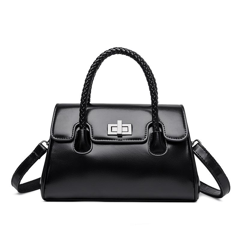 Большая вместительная женская сумка на одно плечо в стиле ретро, плетеная веревочная сумка через плечо чёрный