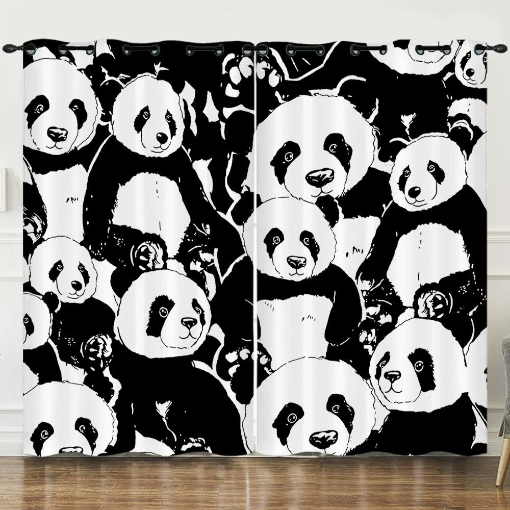 

Штора Мультяшное животное Национальное сокровище Панда 3D Цифровая печать Светонепроницаемая штора на люверсах 97cm*114cm*2