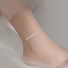 Silver 925 Slim Simple Point Square Silver Anklet A031