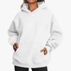 Women's Fleece Hooded Sweatshirt Winter Autumn Warm Loose Fit Long Sleeve Solid Color with Pockets Hip Hop Street Style