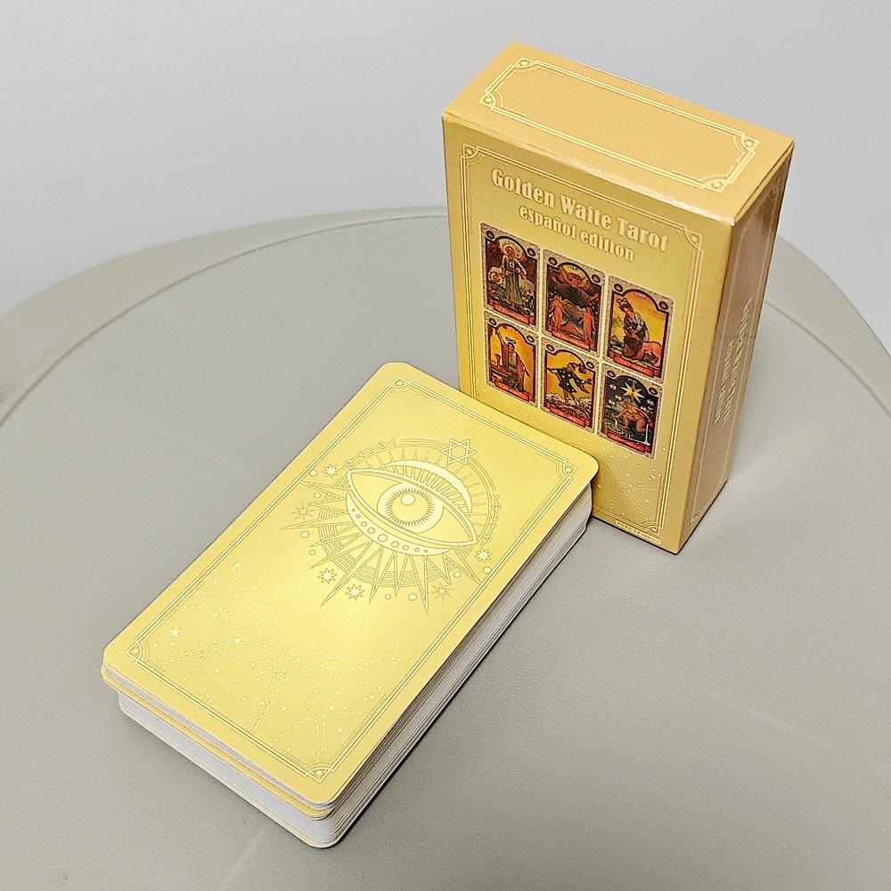 Zlatý Waite Tarot španělský jazyk Español 78 ks tarotových karet kapesní edice 10,3*6cm