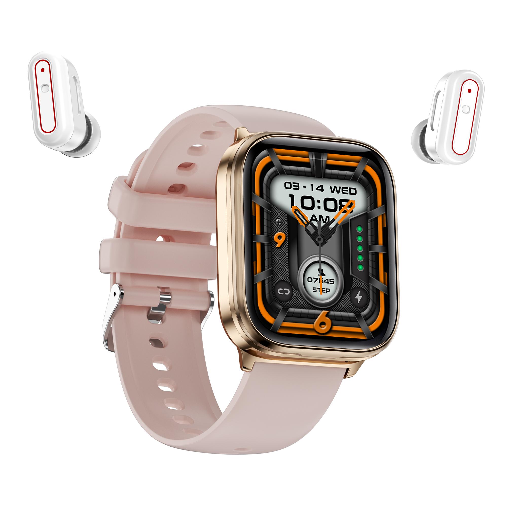 

X9 2-in-1 Heart Rate Monitor 1.85 Inch Sports Tracker Smart Watch with TWS Earbuds Pink