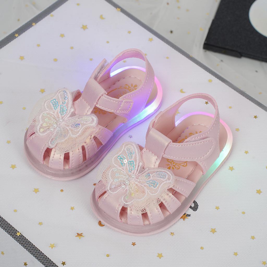 Fashion Glowing Girls Sandals 2025 Summer New Kids Shoes Simple Soft Soled Baby Shoe Comfort Anti Slip Child Beach Shoes Zapatos