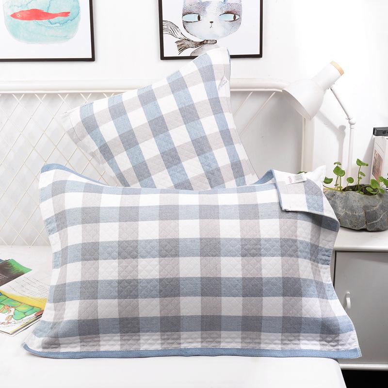 Extra Large Cartoon Cotton Gauze Pillow Towel - Thickened, Soft, Comfy, 3-Layer, Year-Round, Men's Gray