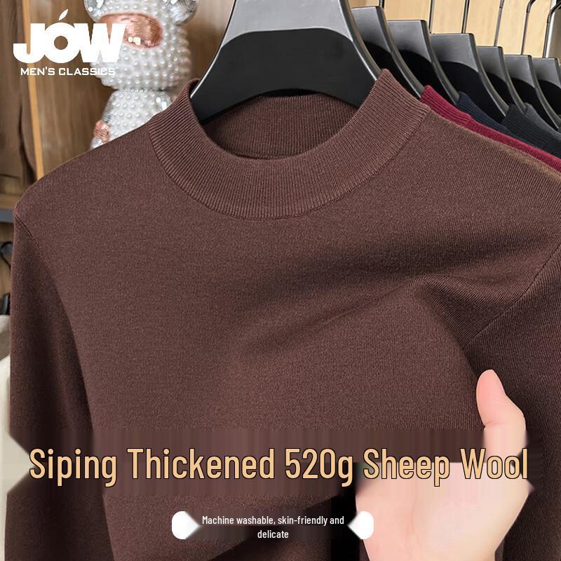 JOW Men s Machine Washable Thickened Half-High Collar Sweater 3XL