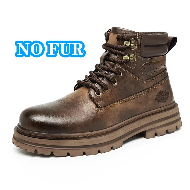 Fashion Genuine Leather Man Walking Boots Men's Shoes All-match Thick Bottom Warm Winter Basic Boots New Outdoor Mens Motocross Boots