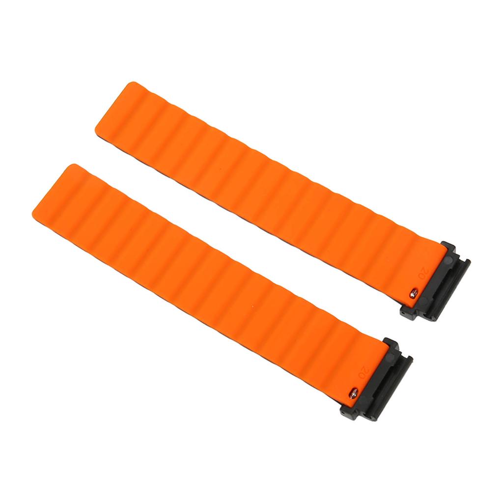 Magnetic Watch Band Adjustable Quick Release Silicone Watch Strap 20mm Fit for Garmin Fenix 7S 6S 5S Gray and Orange