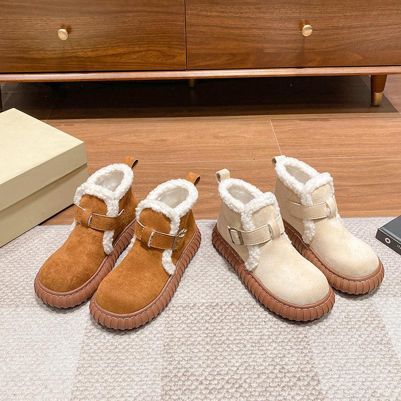 Fashion Aphixta Buckle Dec 4cm Chunky Heel Women Warm Snow Boots Sneaker Shoes Short Plush Ladies Footwear Botas De Invierno Para Mujer