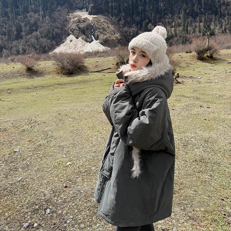 Thickened Lamb Velvet Mid-length Cotton Coat for Autumn and Winter