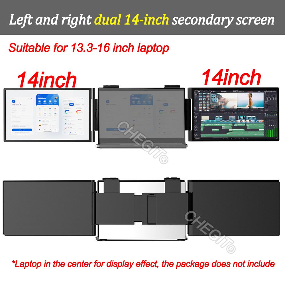 NEW 14" Portable Dual Monitor, FHD 1080P IPS Screen USB-C Laptop Extender for Trading/programming/gaming Second Display