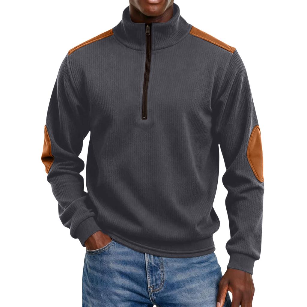 Men's Colorblock Half Zip Stand Collar Sweatshirt Men's Sports Large Size Casual Stand Collar Sweatshirt