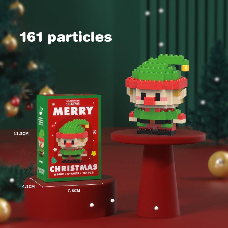 Christmas Gifts Micro Building Block Series Santa Claus Reindeer Puzzle Assembling Bricks Table Decoration Toys Children Kids