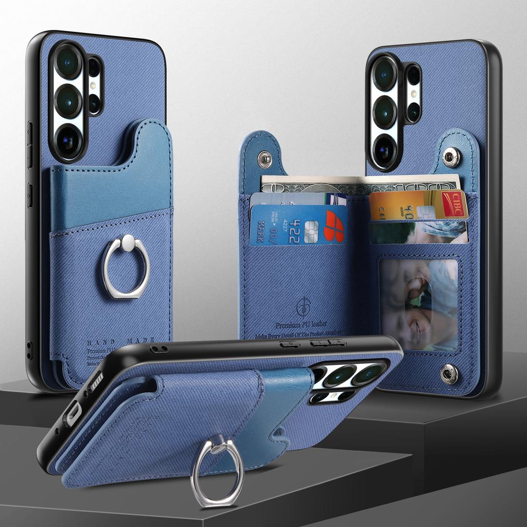 Luksusowy portfel z wzorem kowbojskim, uchwyt na pierścień, skórzane etui do Samsung S25 Ultra S24 Plus S23 A17 A07, gniazdo na kartę RFID, etui z podstawką