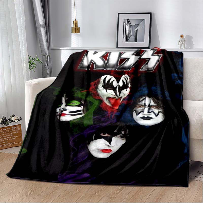 KISS Band Pattern Throw Blanket Light Weight Blanket for Living Room Bedroom Kidsroom Warm Blanket Christmas Gift