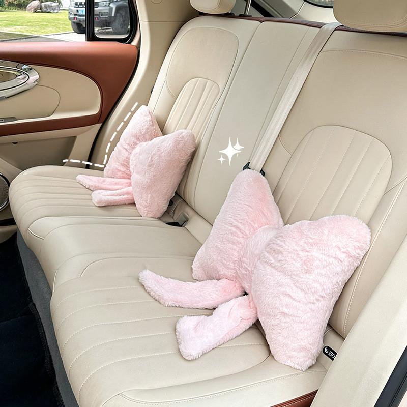 Bow Shape Car Headrest Neck Pillow Plush Simple Comfort Seat Cushion Universal For All Seasons