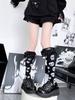 Halloween Diablo Skull Calf Socks Subculture Punk Personality Leather Buckle Pile Lolita Lace Socks Medium Stockings