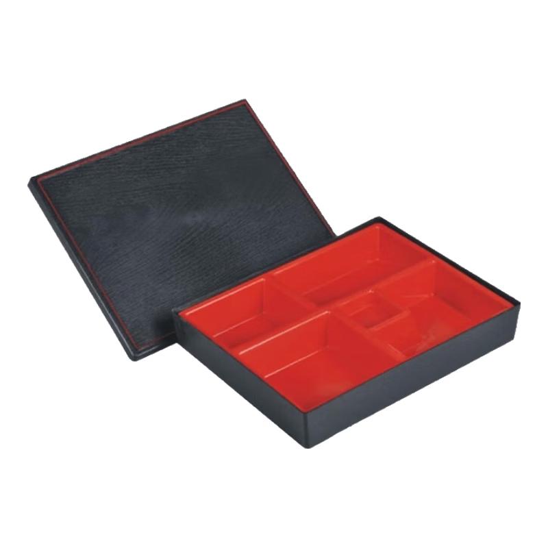 Black Wood Grain Divided Sushi Bento Box