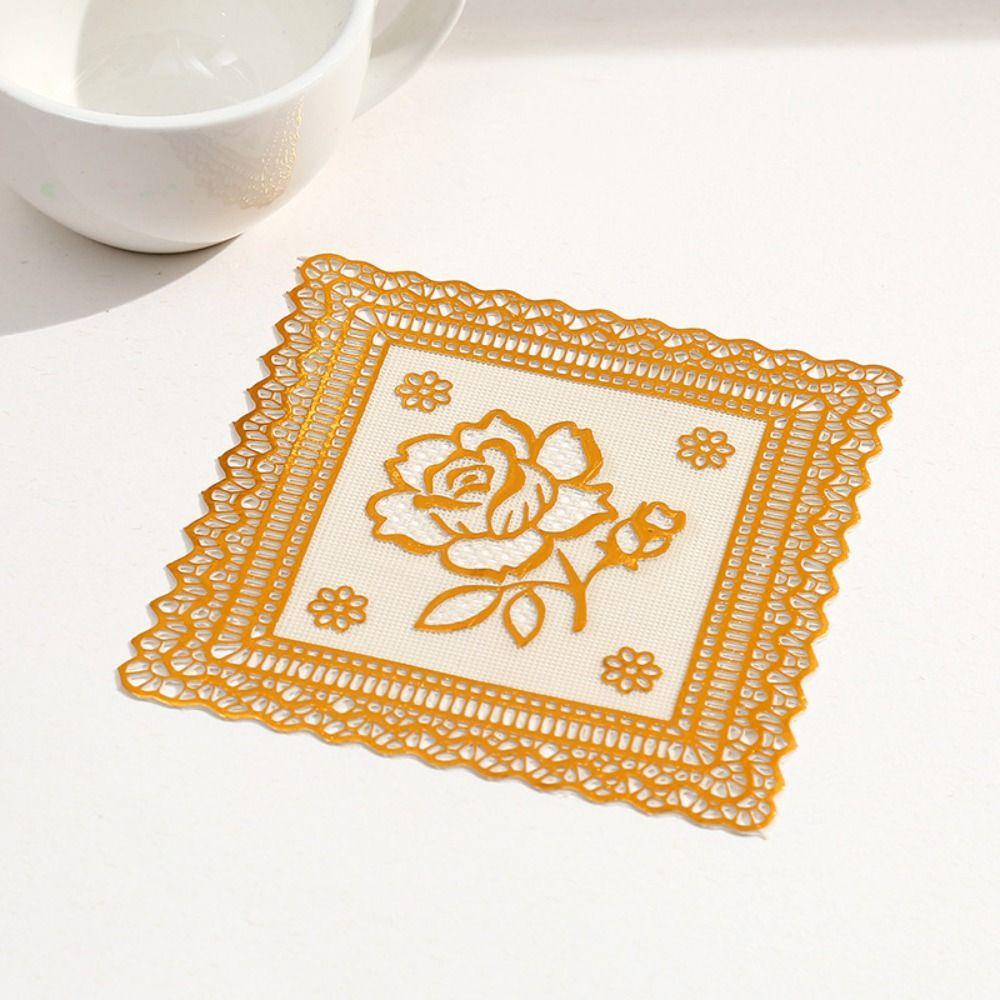 Craft Paper Coaster Placemat Wear-Resistant Cake Mat Round Lace Mat Wedding Birthday Party Table