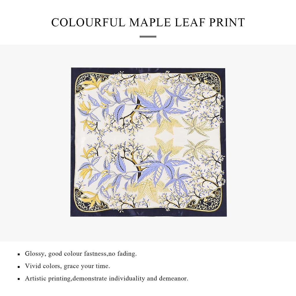 LumiSyne Silk Elegant Artistic Print Maple Leaf Square Satin Silk Stylish Hair Perfect for or as a Gift Women's Scarf, Scarf, Neckerchief,