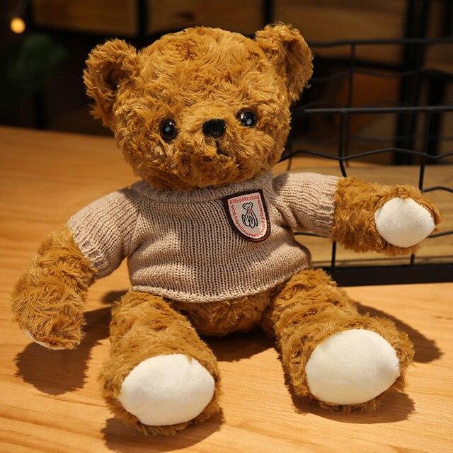 Kawaii Hug Sweater Teddy Bear Plush Dolls Lovely Bear with Clothes Holding Heart Pillow Nice Wedding Valentine 'S Gifts