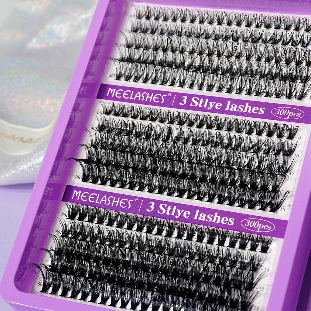 Cross-Border DIY Individual Cluster Lashes: Dense, Thick, Long, Root-by-Root, Clear Mixed, Large Capacity.