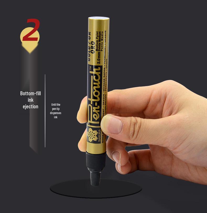 Japan Sakura Gold & White Oil-Based Paint Pen Set for Black Card Art & Drawing